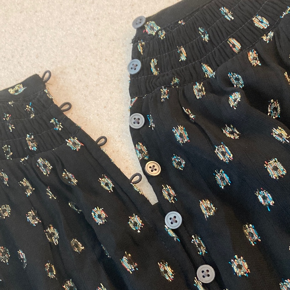 LOFT Black Blouse with Silver Sparkle Pattern Women Size Medium - Picture 5 of 11